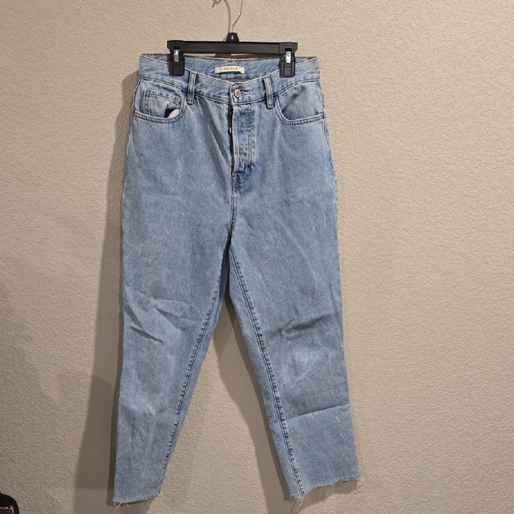 PacSun High Rise Straight Light Wash Raw Hem Jeans - Size 27